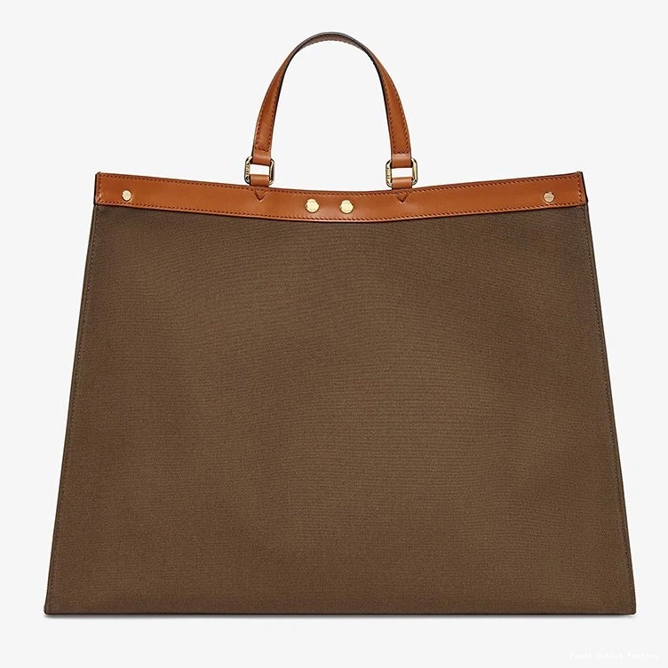 Affordable HOT ROMA In Medium Peekaboo Canvas Logo Brown X-Tote Fendi 0811